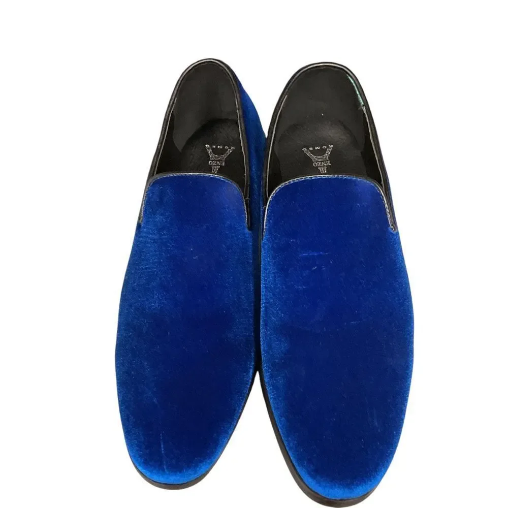 Enzo Men's Sparko 03 Royal Blue Velvet Loafers Size 8.5 Slip‎ On Shoes Classic